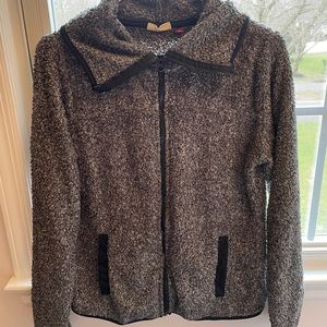 black fuzzy zip up